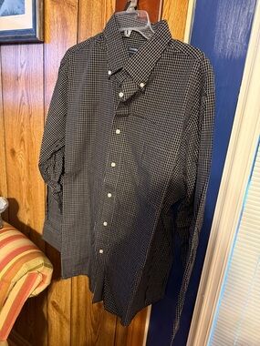 croft & barrow Black and White Micro-Check Button-Down Shirt